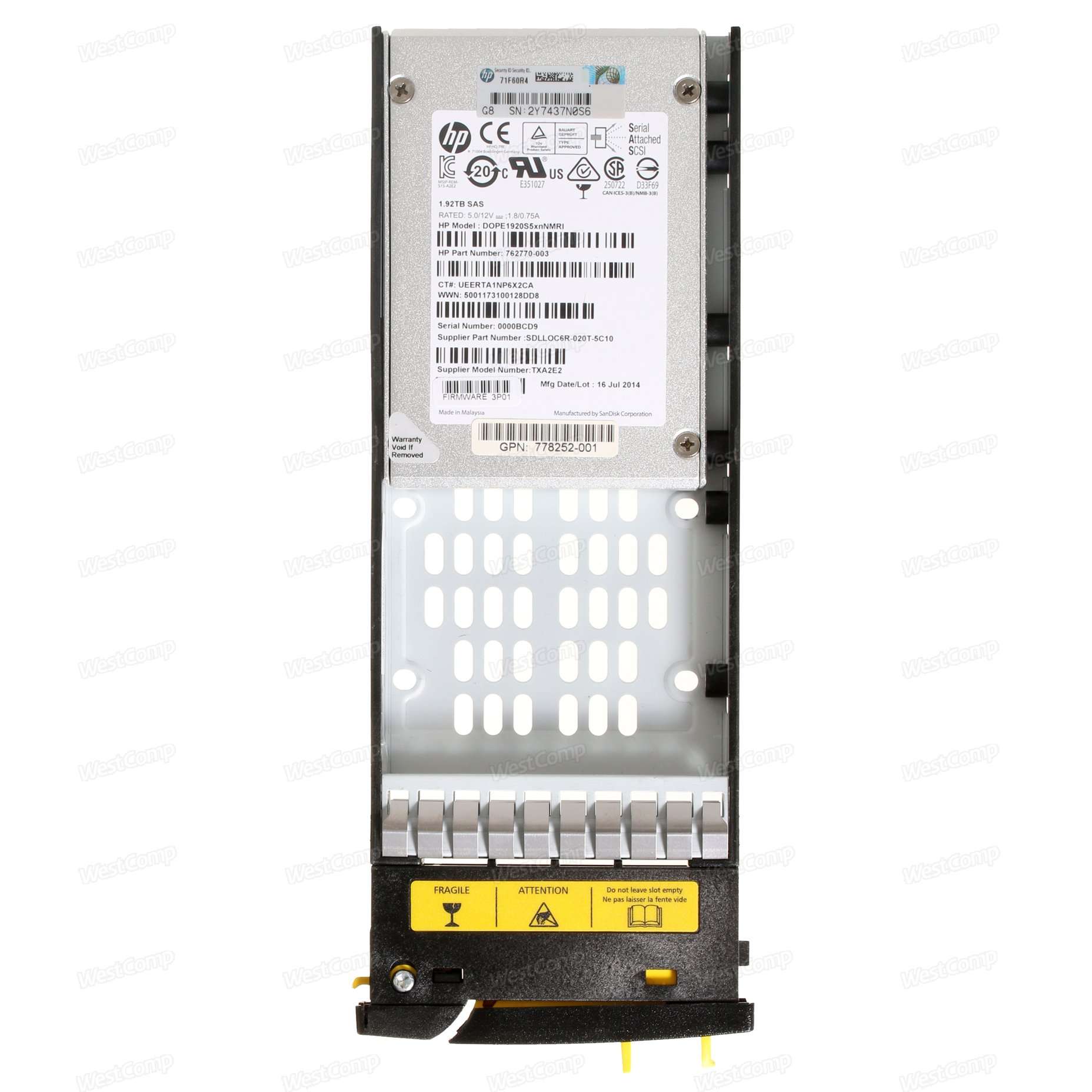 HPE 3PAR M6710 1.92TB SAS SFF (2.5in) SSD (E7Y57A) - фото 2
