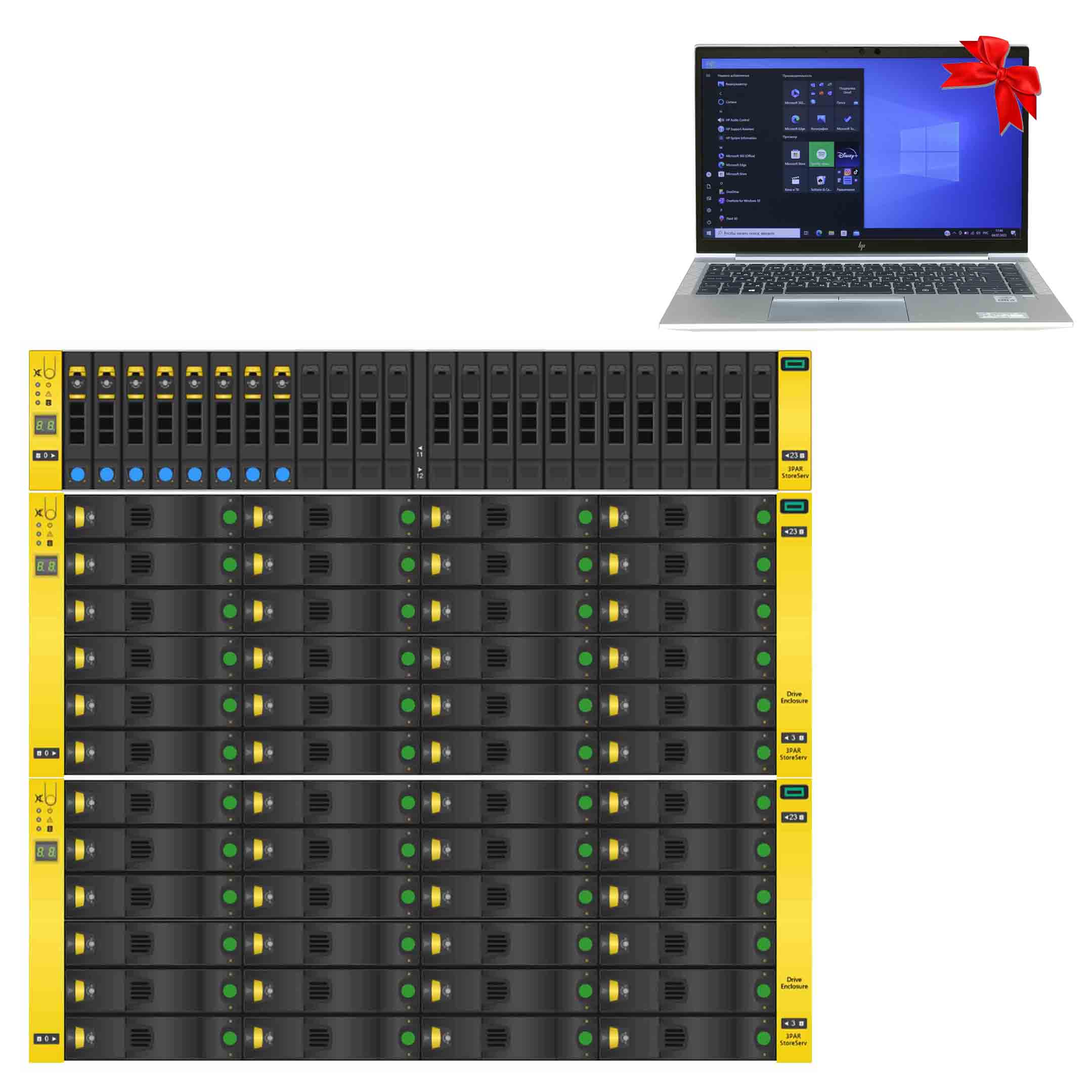 HPE 3PAR StoreServ 7400с 2-node (8x3.84Tb SSD+ 48х3TB NL)