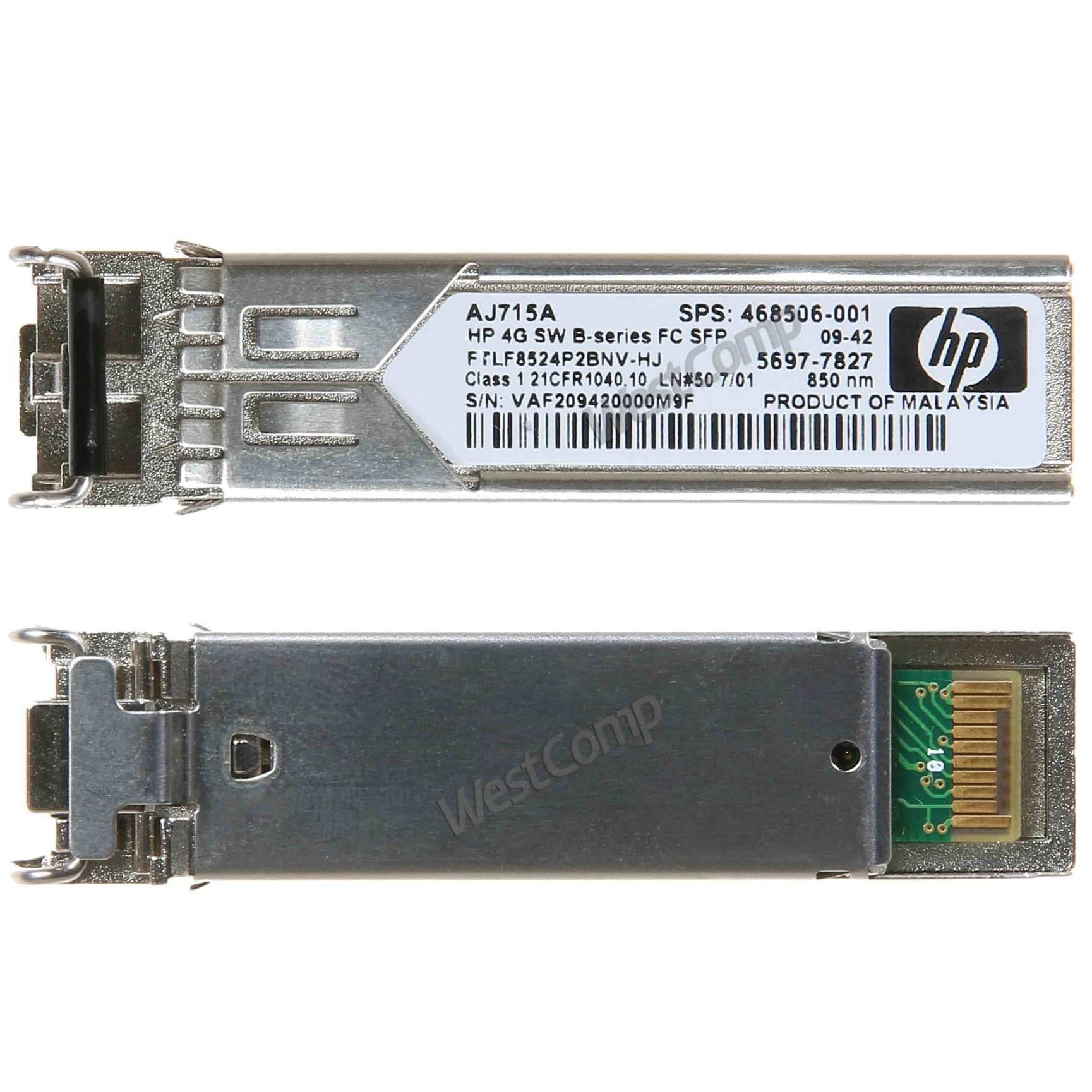 HP 4Gb Short Wave B-series Fibre Channel 1 Pack SFP Transceiver (AJ715A) - фото 2