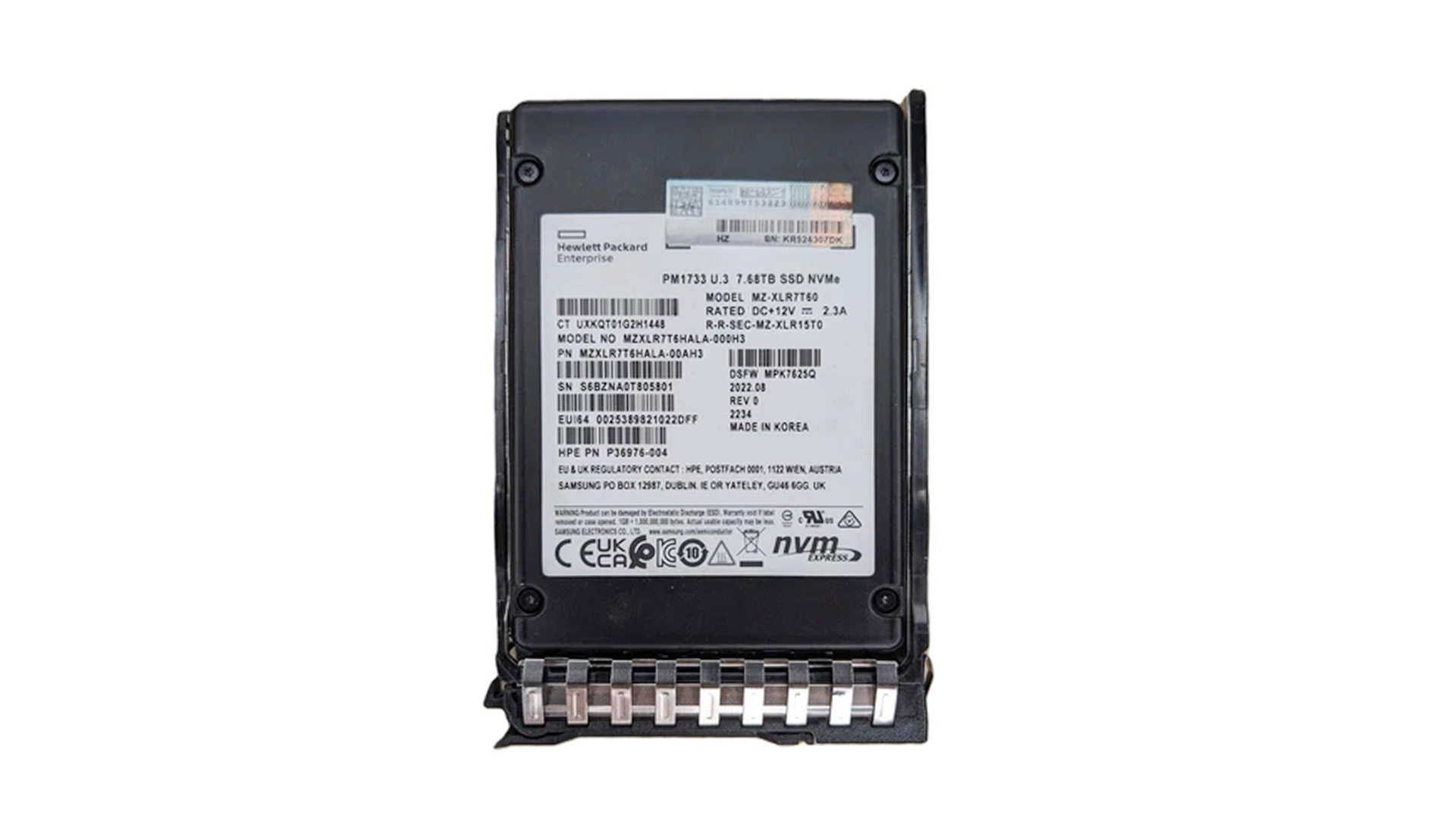 HPE 7.68TB NVMe Gen4 High Performance Read Intensive SFF BC U.3 PM1733 SSD (P41565-001)
