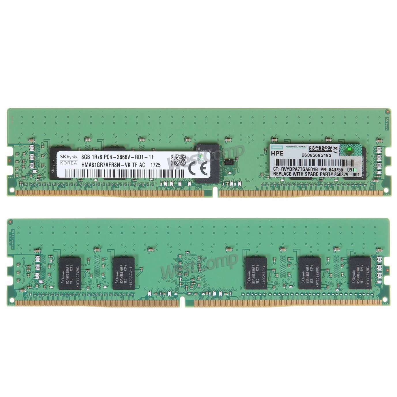 HPE 8GB (1x8GB) Single Rank x8 DDR4-2666 CAS-19-19-19 Registered Smart Memory Kit (840755-091) - фото 2