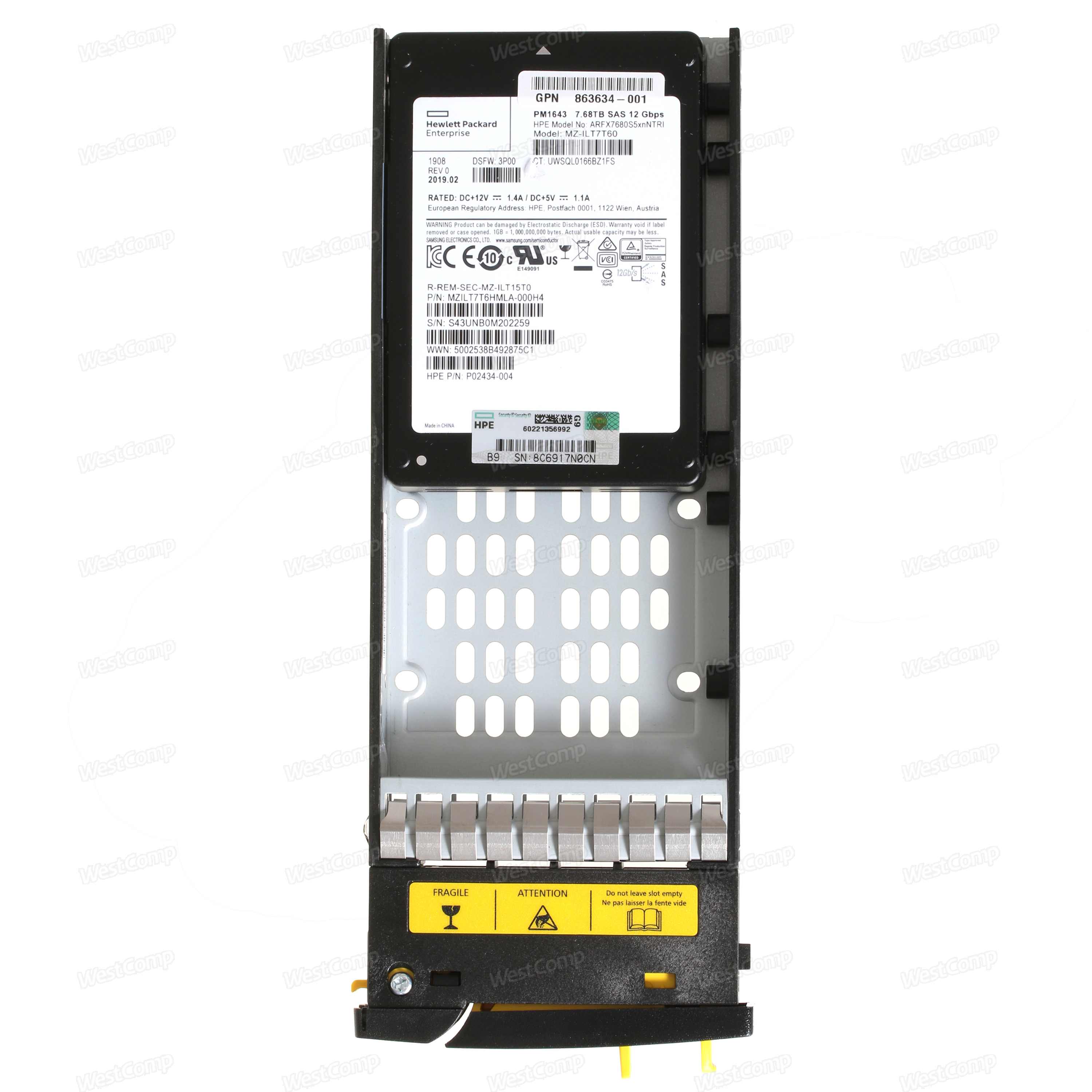 HPE 3PAR 8000 7.68TB SAS SFF (2.5in) SSD (P9L83B) - фото 3